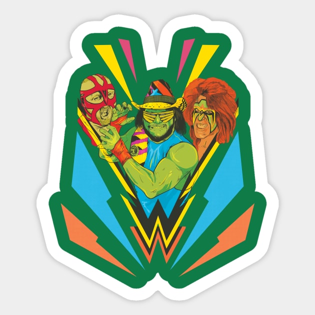 Technicolor Wrestling Sticker by rjartworks